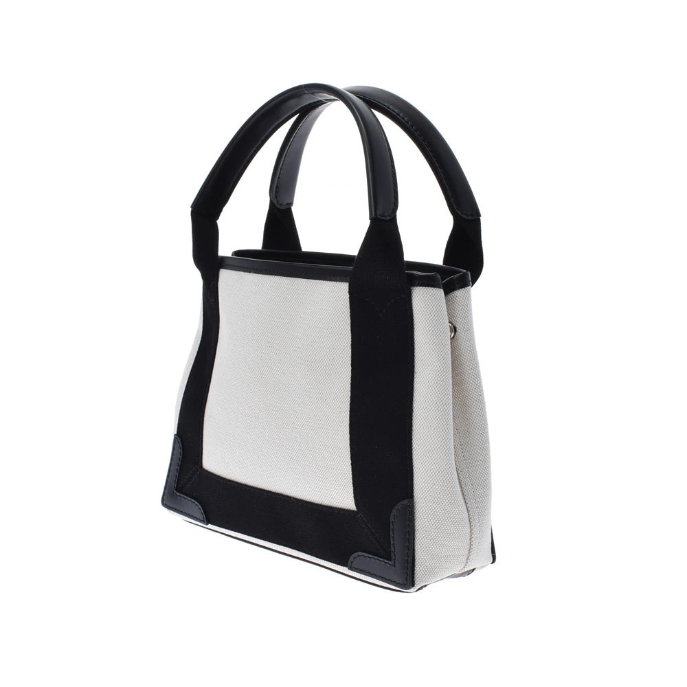 Balenciaga Navy Canvas White Handbag Black Cabas Blue White Black